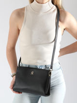 Cross Body Tas Th Legacy Gerecycleerd Polyester Tommy hilfiger Zwart th legacy AW17225-vue-porte